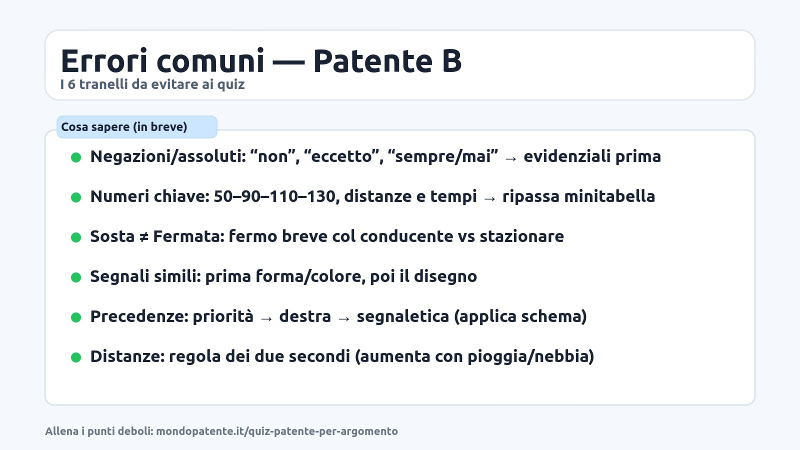 Errori comuni nei quiz patente b Errori comuni nei quiz patente b