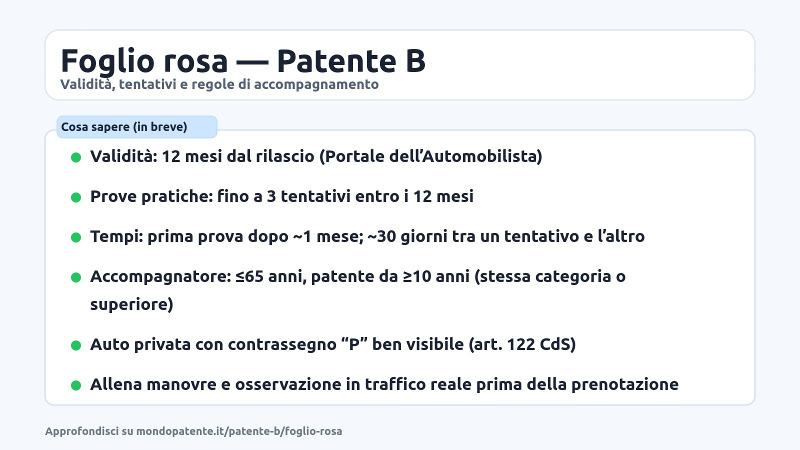 Foglio rosa patente B Foglio rosa patente B