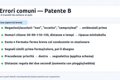 Errori comuni nei quiz patente b